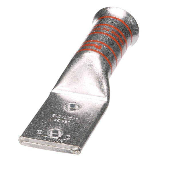 One-Hole Compression Lug, 1 to 2 in Stud, Long Barrel, Copper, Orange